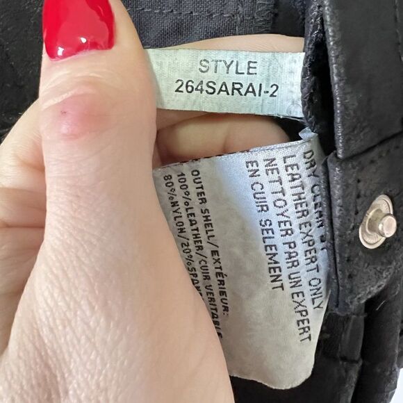 Lamarque Sarai Black Genuine Leather Waterfall Front Moto Vest - Picture 6 of 10